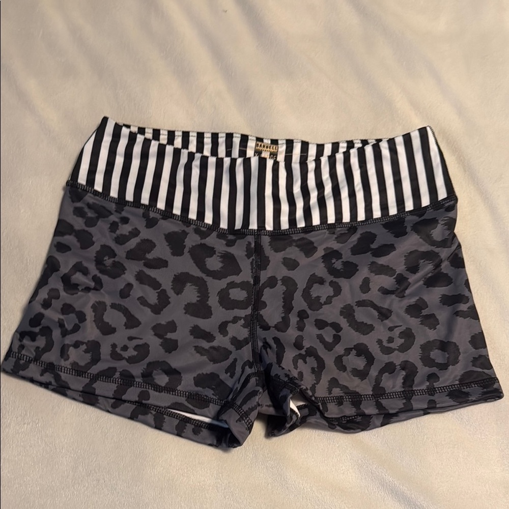 The Barbell Cartel Stylish Black Leopard Print Women's Shorts size XL, like new